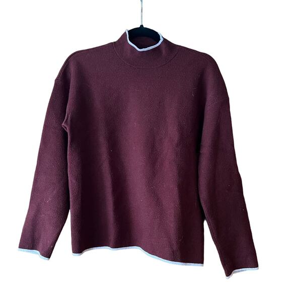 by Anthropologie Women's Lizzie Mock Neck Pullover Sweater Burgundy Size S - Picture 3 of 10